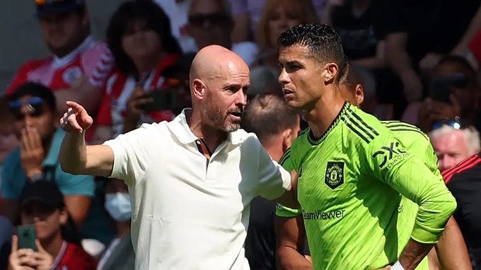 Ten Hag và Ronaldo trong quãng thời gian làm việc chung vào năm 2022